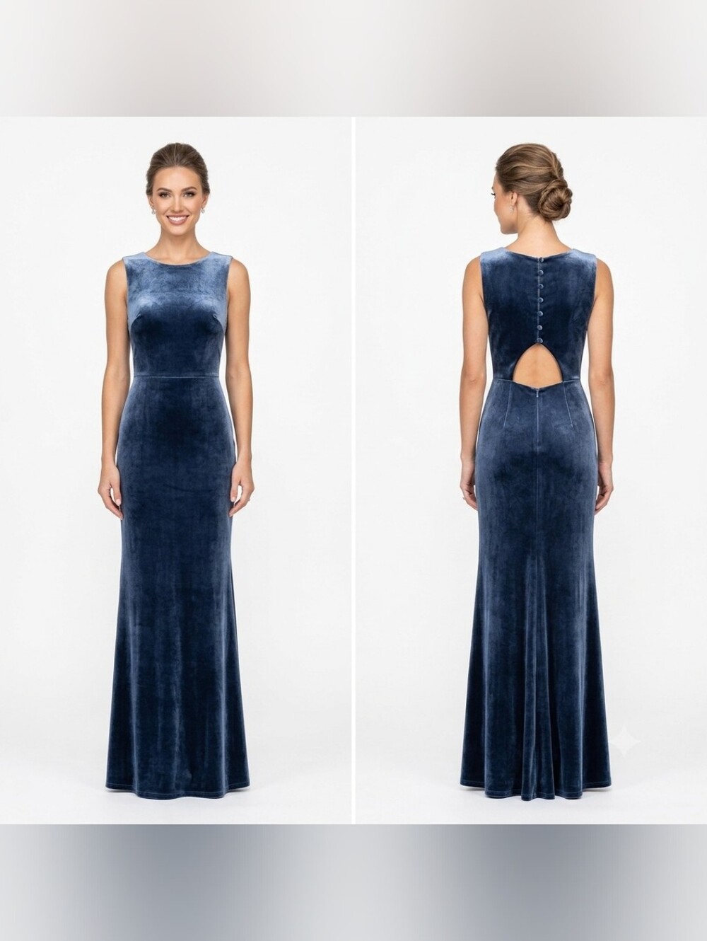 Revelry Cleo Size Velvet Royal Blue Cutout Maxi Dress Bridesmaid Formal Sz 6